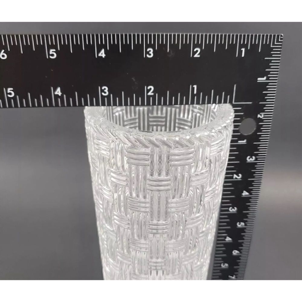 Tiffany & Co Crystal Vase 8" Cylinder Basket Weave Signed /Heavy Made in Germany - Picture 6 of 7